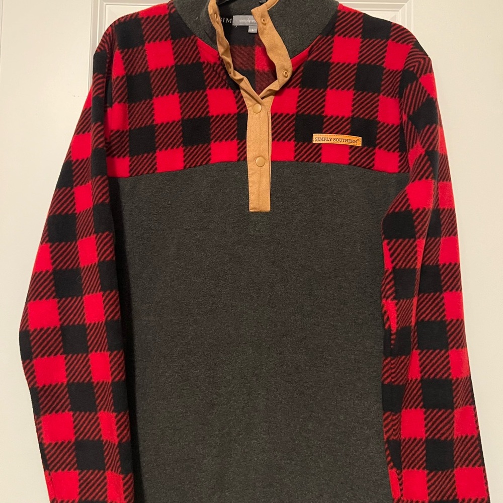 Simply Southern Red Plaid Pullover